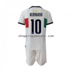 Maillot de Foot Portugal Bernardo 10 Enfant Extérieur Coupe du Monde 2022 Manche Courte