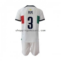 Maillot de Foot Portugal PEPE 3 Enfant Extérieur Coupe du Monde 2022 Manche Courte