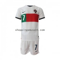 Maillot de Foot Portugal Ronaldo 7 Enfant Extérieur Coupe du Monde 2022 Manche Courte
