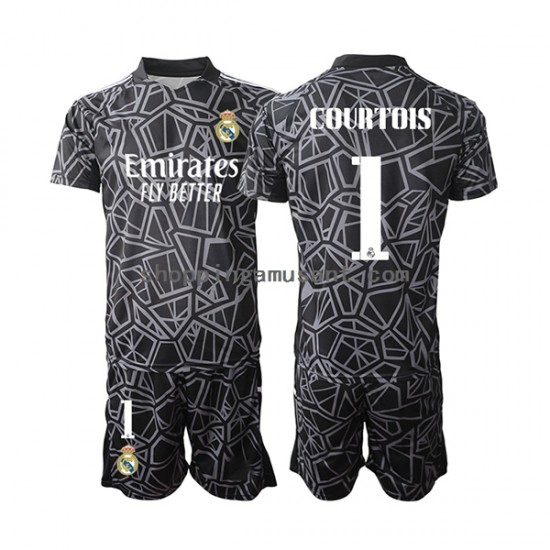 Maillot de Foot Real Madrid Courtois 1 Gardien Enfant Extérieur 2022-2023 Manche Courte