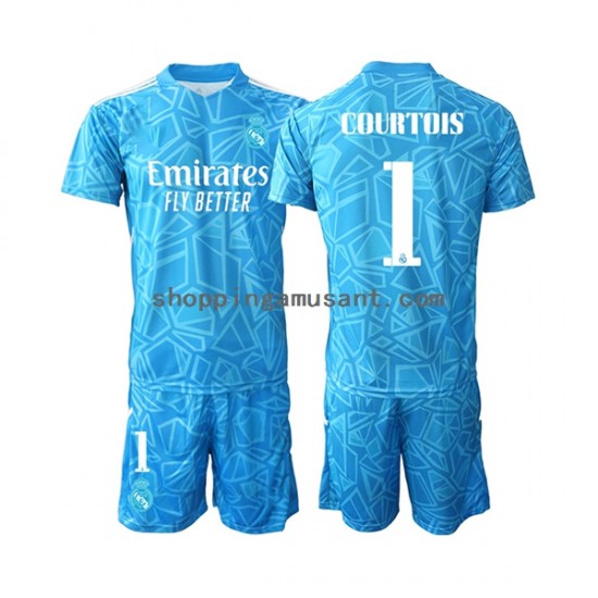Maillot de Foot Real Madrid Courtois 1 Gardien Enfant Domicile 2022-2023 Manche Courte