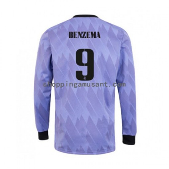 Maillot de Foot Real Madrid Karim Benzema 9 Homme Extérieur 2022-2023 Manche Longue