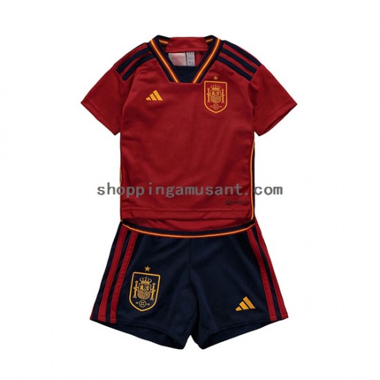 Maillot de Foot Espagne Enfant Domicile Coupe du Monde 2022 Manche Courte