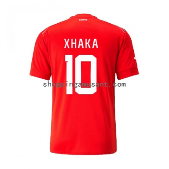 Maillot de Foot Suisse Xhaka 10 Homme Domicile Coupe du Monde 2022 Manche Courte
