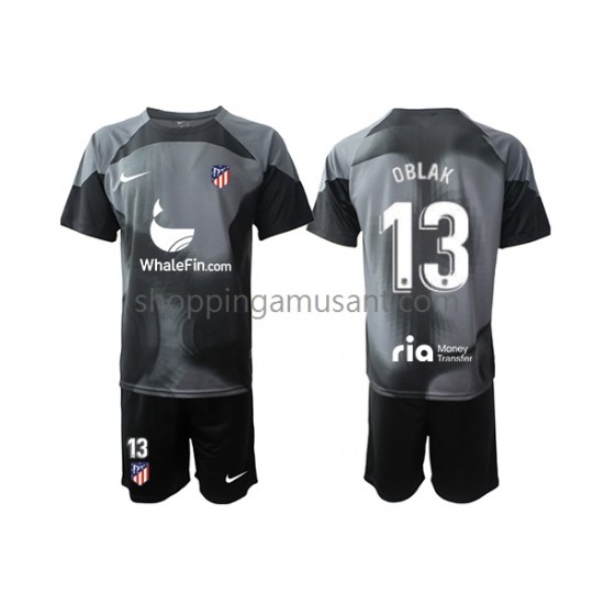 Maillot de Foot Atlético Madrid Jan Oblak 13 Gardien Enfant Extérieur 2022-2023 Manche Courte