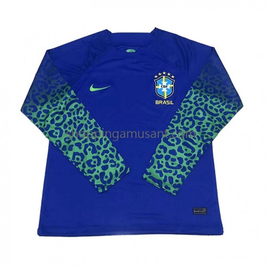 Maillot de Foot Brésil Homme Extérieur Coupe du Monde 2022 Manche Longue