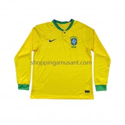 Maillot de Foot Brésil Homme Domicile Coupe du Monde 2022 Manche Longue