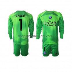 Maillot de Foot Paris Saint-Germain Keylor Navas 1 Gardien Enfant Domicile 2022-2023 Manche Longue