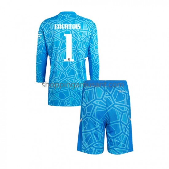Maillot de Foot Real Madrid Courtois 1 Gardien Enfant Domicile 2022-2023 Manche Longue