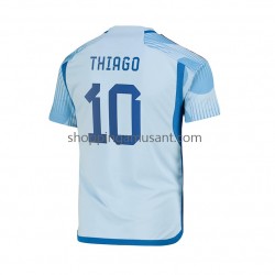 Maillot de Foot Espagne Thiago 10 Homme Extérieur Coupe du Monde 2022 Manche Courte