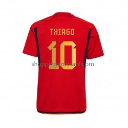 Maillot de Foot Espagne Thiago 10 Homme Domicile Coupe du Monde 2022 Manche Courte