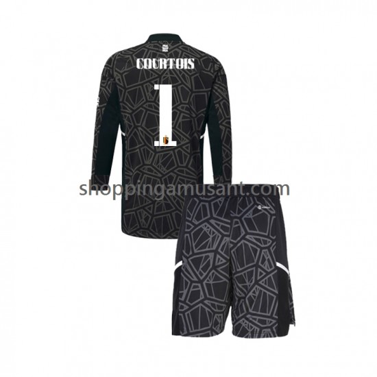 Maillot de Foot Belgique Courtois 1 Gardien Enfant Domicile Coupe du Monde 2022 Manche Longue