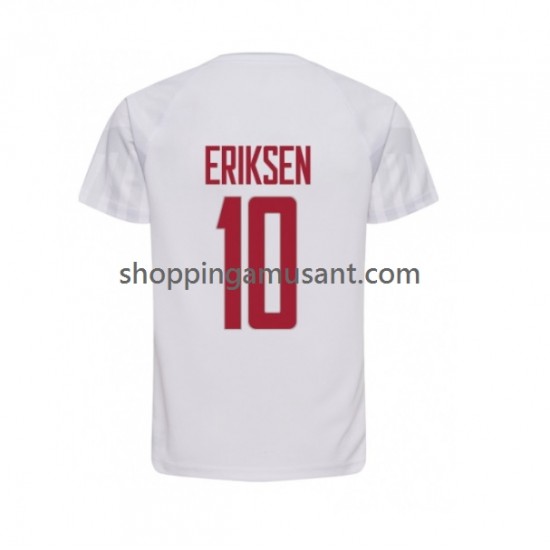 Maillot de Foot Danemark Christian Eriksen 10 Homme Extérieur Coupe du Monde 2022 Manche Courte