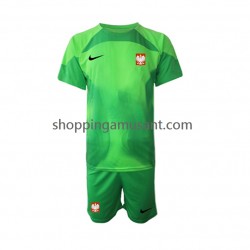 Maillot de Foot Pologne Gardien Enfant Domicile Coupe du Monde 2022 Manche Courte