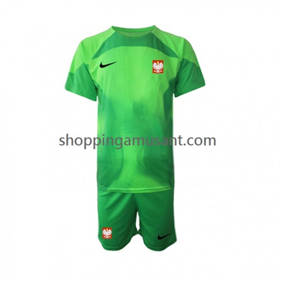 Maillot de Foot Pologne Gardien Enfant Domicile Coupe du Monde 2022 Manche Courte