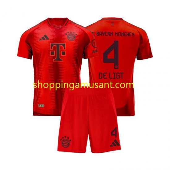 Maillot de Foot Bayern Munich Matthijs de Ligt 4 Enfant Domicile 2024-2025 Manche Courte