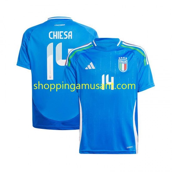 Maillot de Foot Italie Chiesa 14 Homme Domicile Euro 2024 Manche Courte
