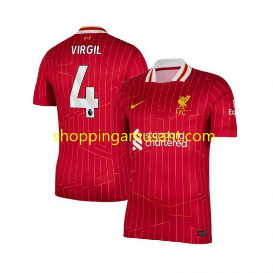 Maillot de Foot Liverpool Virgil van Dijk 4 Homme Domicile 2024-2025 Manche Courte