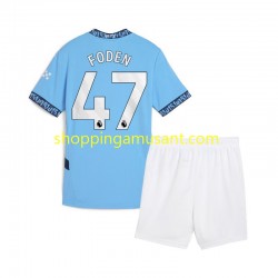 Maillot de Foot Manchester City Phil Foden 47 Enfant Domicile 2024-2025 Manche Courte