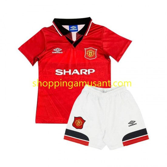 Maillot de Foot Manchester United Rétro Enfant Domicile 1994 Manche Courte