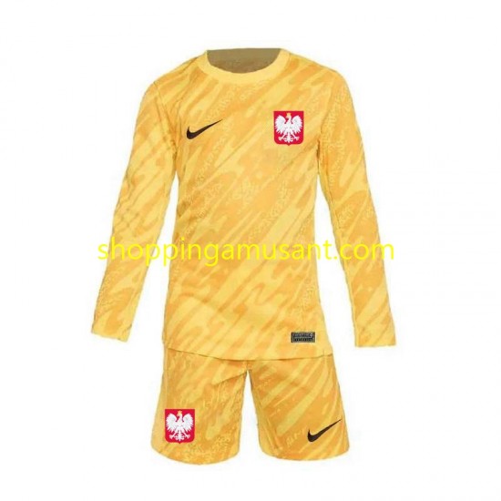 Maillot de Foot Pologne Gardien Enfant Domicile Euro 2024 Manche Longue